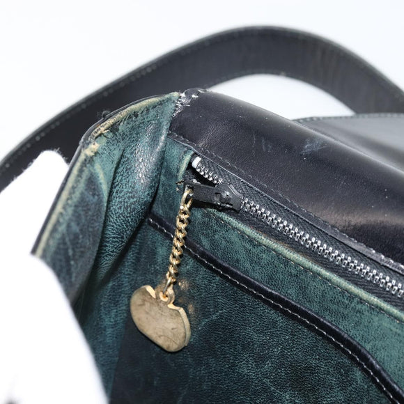 CELINE Shoulder Bag Leather Black Gold Auth 177801
