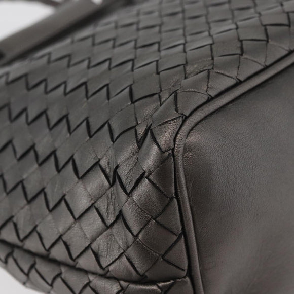 BOTTEGA VENETA INTRECCIATO Purse Hand Bag Leather Silver Gold Auth 177803