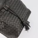 BOTTEGA VENETA INTRECCIATO Purse Hand Bag Leather Silver Gold Auth 177803-17