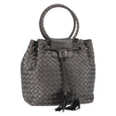 BOTTEGA VENETA INTRECCIATO Purse Hand Bag Leather Silver Gold Auth 177803-1