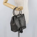BOTTEGA VENETA INTRECCIATO Purse Hand Bag Leather Silver Gold Auth 177803-23