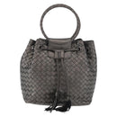 BOTTEGA VENETA INTRECCIATO Purse Hand Bag Leather Silver Gold Auth 177803-13