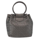 BOTTEGA VENETA INTRECCIATO Purse Hand Bag Leather Silver Gold Auth 177803-2