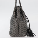 BOTTEGA VENETA INTRECCIATO Purse Hand Bag Leather Silver Gold Auth 177803-4