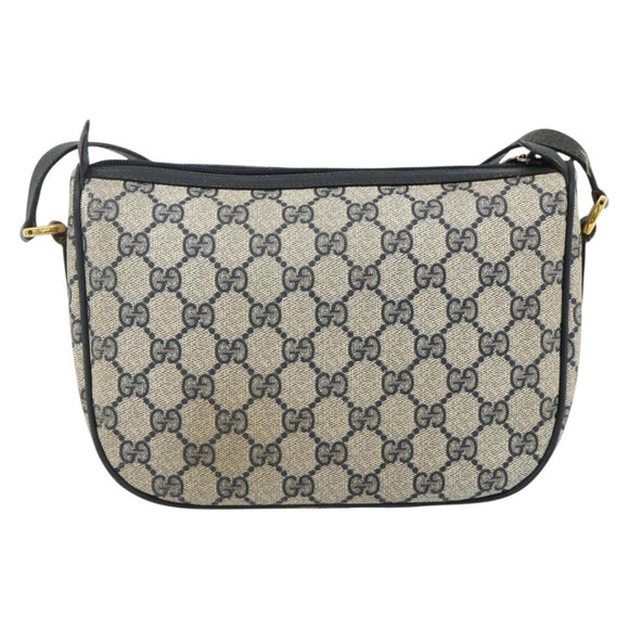 GUCCI GG Supreme Sherry Line Shoulder Bag PVC Navy Gold 89 02 032 Auth 177813