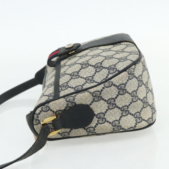 GUCCI GG Supreme Sherry Line Shoulder Bag PVC Navy Gold 89 02 032 Auth 177813