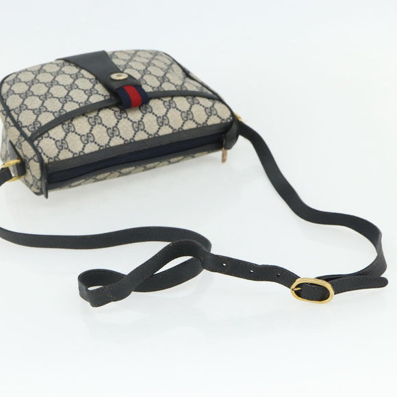 GUCCI GG Supreme Sherry Line Shoulder Bag PVC Navy Gold 89 02 032 Auth 177813