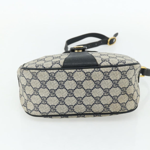 GUCCI GG Supreme Sherry Line Shoulder Bag PVC Navy Gold 89 02 032 Auth 177813