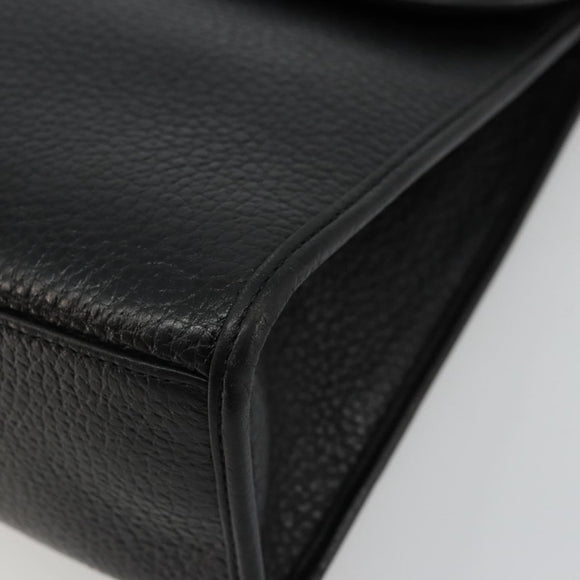 Christian Dior Hand Bag Leather Black Gold Auth 177815