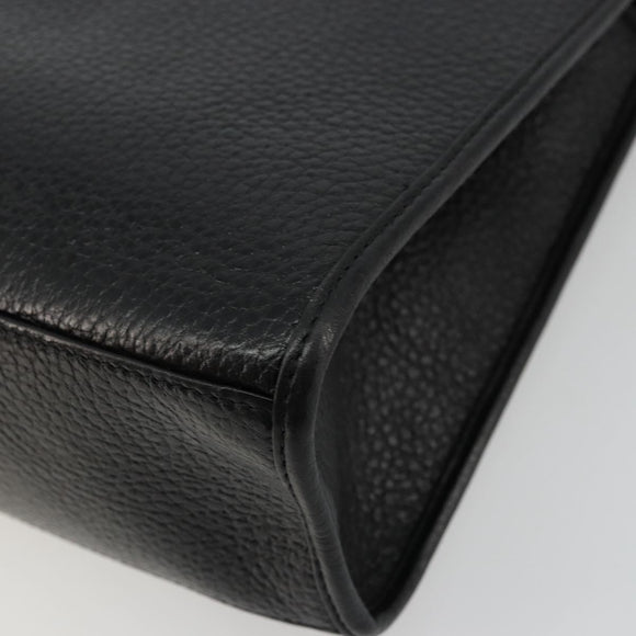 Christian Dior Hand Bag Leather Black Gold Auth 177815