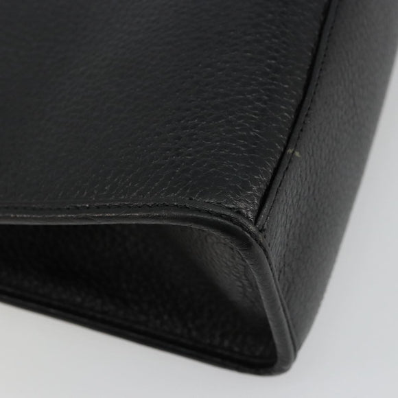 Christian Dior Hand Bag Leather Black Gold Auth 177815