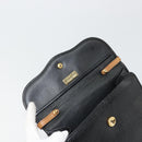 Christian Dior Hand Bag Leather Black Gold Auth 177815-16