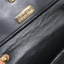 Christian Dior Hand Bag Leather Black Gold Auth 177815-17