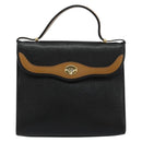 Christian Dior Hand Bag Leather Black Gold Auth 177815-2
