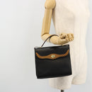 Christian Dior Hand Bag Leather Black Gold Auth 177815-24