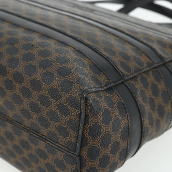 CELINE Macadam Canvas Tote Bag PVC Leather Black Gold Auth 177820