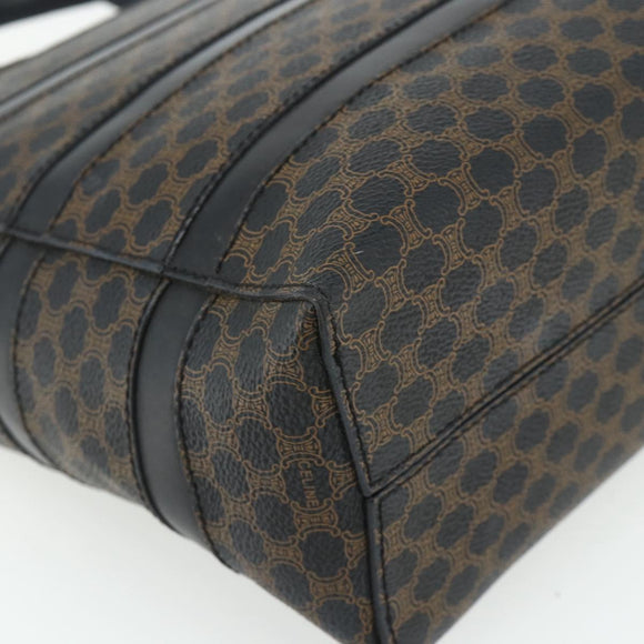 CELINE Macadam Canvas Tote Bag PVC Leather Black Gold Auth 177820