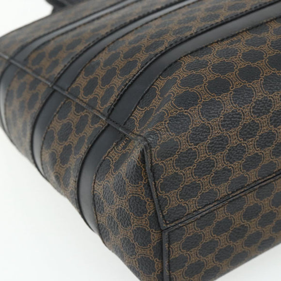 CELINE Macadam Canvas Tote Bag PVC Leather Black Gold Auth 177820