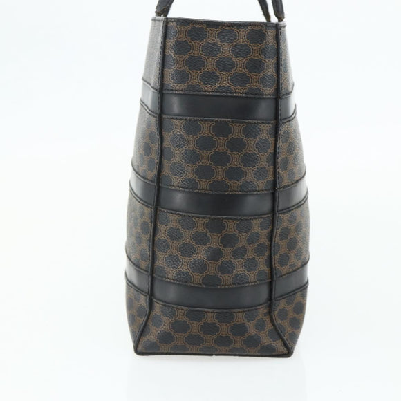 CELINE Macadam Canvas Tote Bag PVC Leather Black Gold Auth 177820
