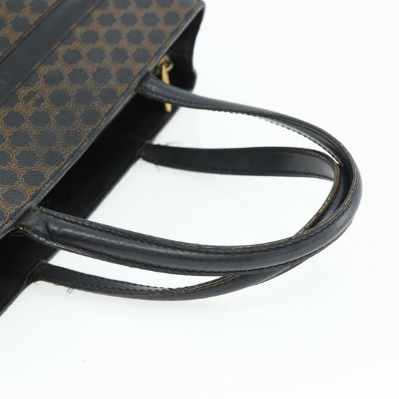 CELINE Macadam Canvas Tote Bag PVC Leather Black Gold Auth 177820