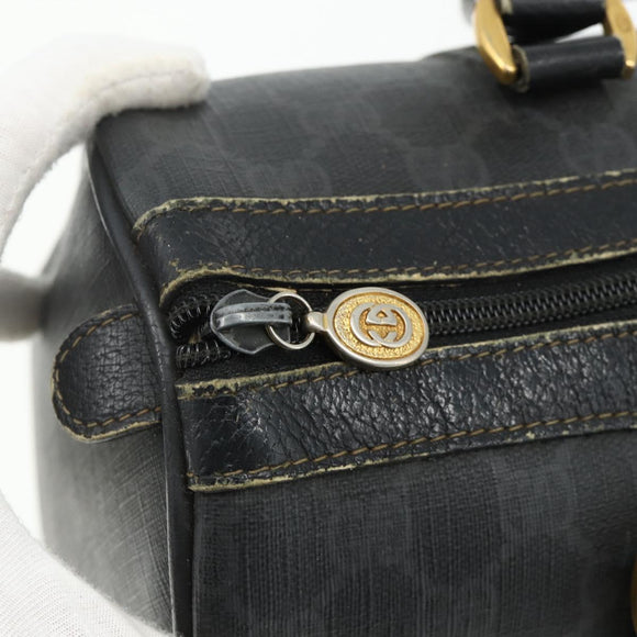 GUCCI GG Supreme Web Sherry Line Hand Bag PVC Black Gold 40 02 007 Auth 177821