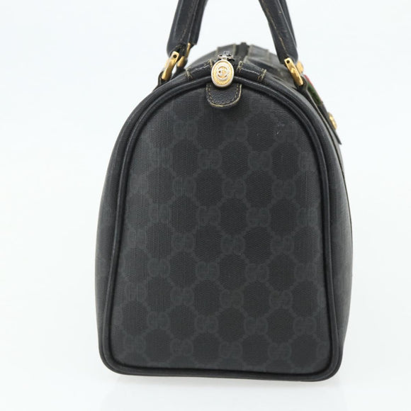 GUCCI GG Supreme Web Sherry Line Hand Bag PVC Black Gold 40 02 007 Auth 177821