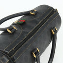 GUCCI GG Supreme Web Sherry Line Hand Bag PVC Black Gold 40 02 007 Auth 177821-6