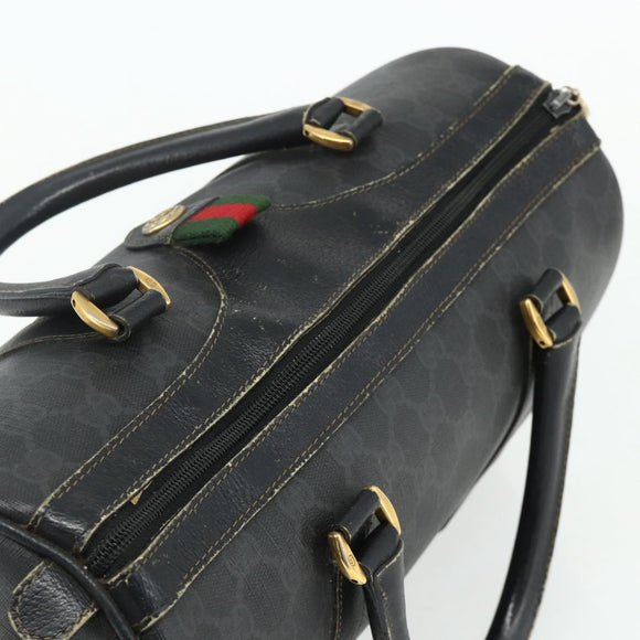 GUCCI GG Supreme Web Sherry Line Hand Bag PVC Black Gold 40 02 007 Auth 177821