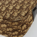 Christian Dior Trotter Canvas Shoulder Bag Brown Gold Auth 177825-15