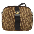 Christian Dior Trotter Canvas Shoulder Bag Brown Gold Auth 177825-13