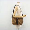 Christian Dior Trotter Canvas Shoulder Bag Brown Gold Auth 177825-22