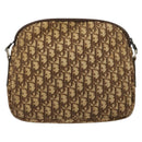 Christian Dior Trotter Canvas Shoulder Bag Brown Gold Auth 177825-2