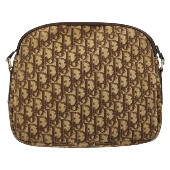 Christian Dior Trotter Canvas Shoulder Bag Brown Gold Auth 177825