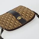 Christian Dior Trotter Canvas Shoulder Bag Brown Gold Auth 177825-6