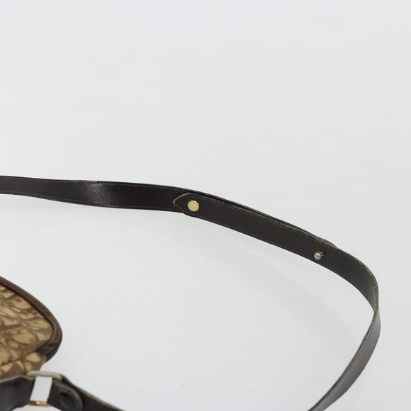 Christian Dior Trotter Canvas Shoulder Bag Brown Gold Auth 177825