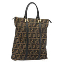 FENDI Zucca Canvas Tote Bag Black Brown Auth 177827A-1