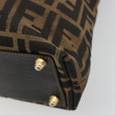 FENDI Zucca Canvas Tote Bag Black Brown Auth 177827A-9