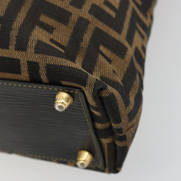FENDI Zucca Canvas Tote Bag Black Brown Auth 177827A
