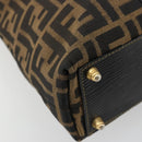FENDI Zucca Canvas Tote Bag Black Brown Auth 177827A-14