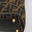 FENDI Zucca Canvas Tote Bag Black Brown Auth 177827A-15