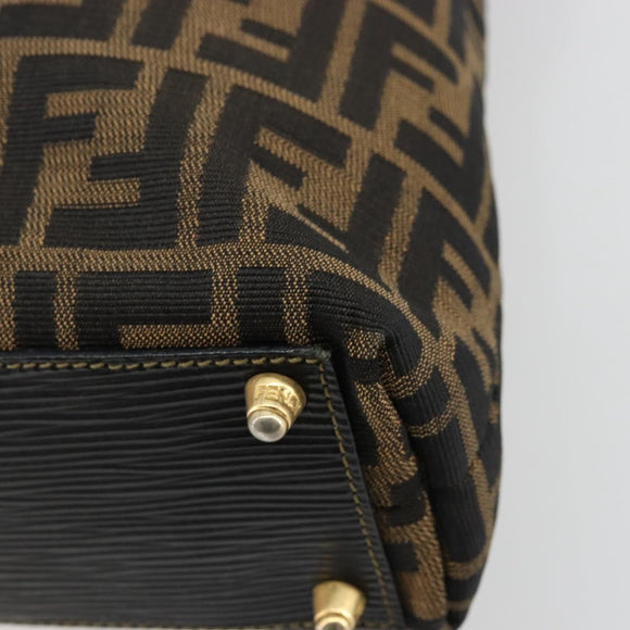 FENDI Zucca Canvas Tote Bag Black Brown Auth 177827A