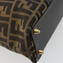 FENDI Zucca Canvas Tote Bag Black Brown Auth 177827A-16