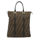 FENDI Zucca Canvas Tote Bag Black Brown Auth 177827A-13