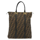 FENDI Zucca Canvas Tote Bag Black Brown Auth 177827A-2
