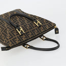 FENDI Zucca Canvas Tote Bag Black Brown Auth 177827A-6
