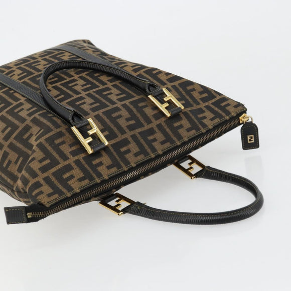 FENDI Zucca Canvas Tote Bag Black Brown Auth 177827A