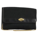 Christian Dior Trotter Canvas Chain Shoulder Bag Black Gold Auth 177828A-1
