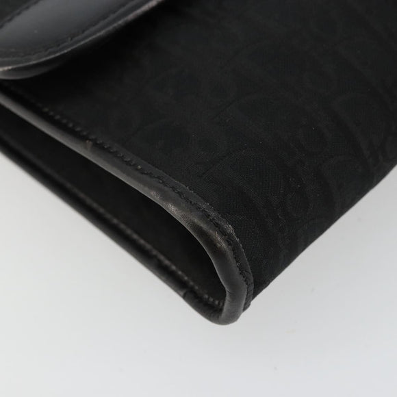 Christian Dior Trotter Canvas Chain Shoulder Bag Black Gold Auth 177828A