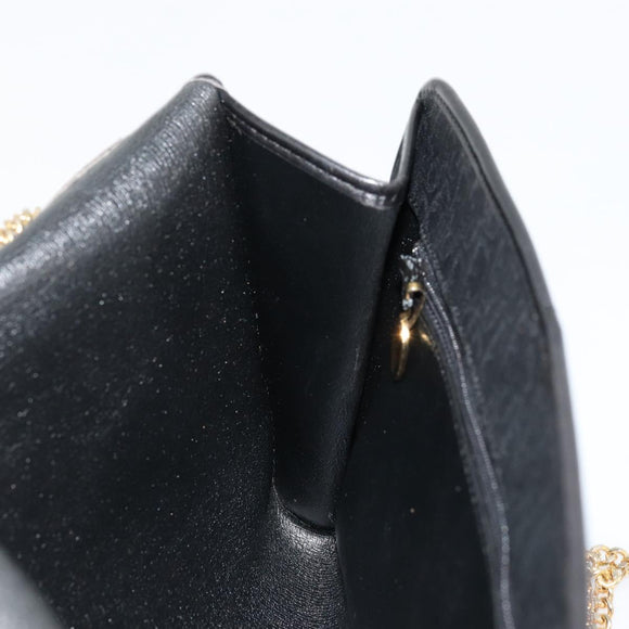 Christian Dior Trotter Canvas Chain Shoulder Bag Black Gold Auth 177828A