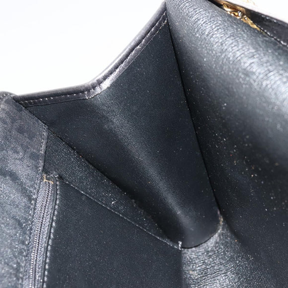 Christian Dior Trotter Canvas Chain Shoulder Bag Black Gold Auth 177828A